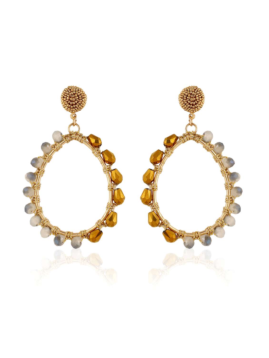 gold-toned crystal beaded hoop earring - 22498088 -  Standard Image - 1