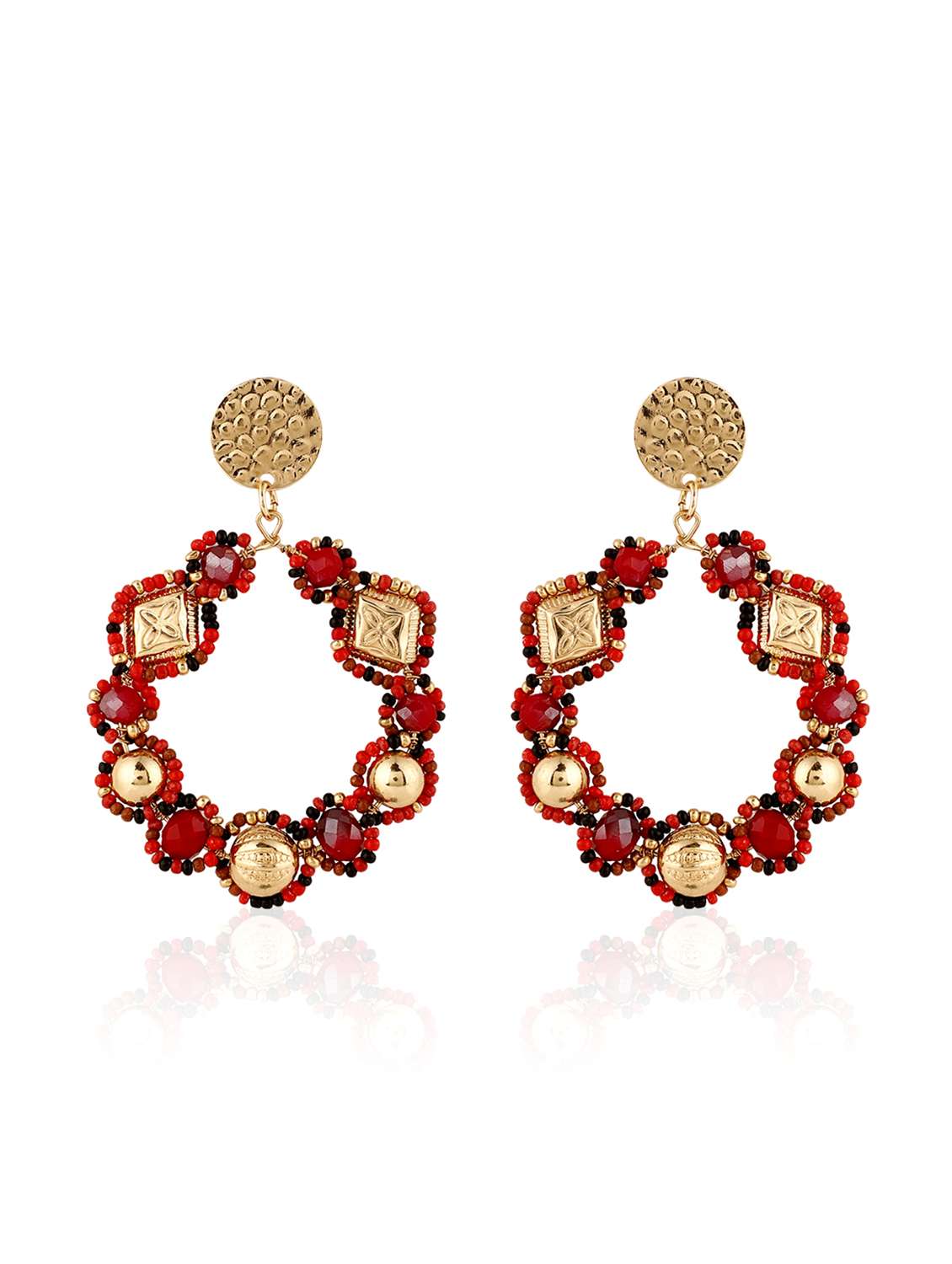 gold-toned metal & beaded hoop earring - 22498090 -  Standard Image - 1