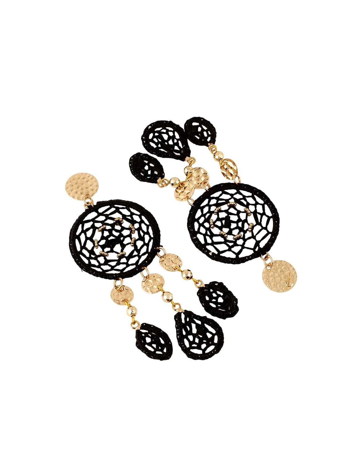black raffia & metal drop earring - 22498091 -  Standard Image - 1