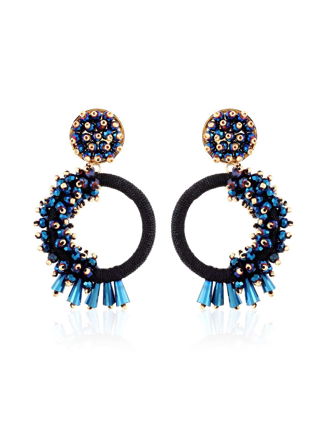 Thread & Crystal Beaded Hoop Earring - 22498093 -  Standard Image - 1