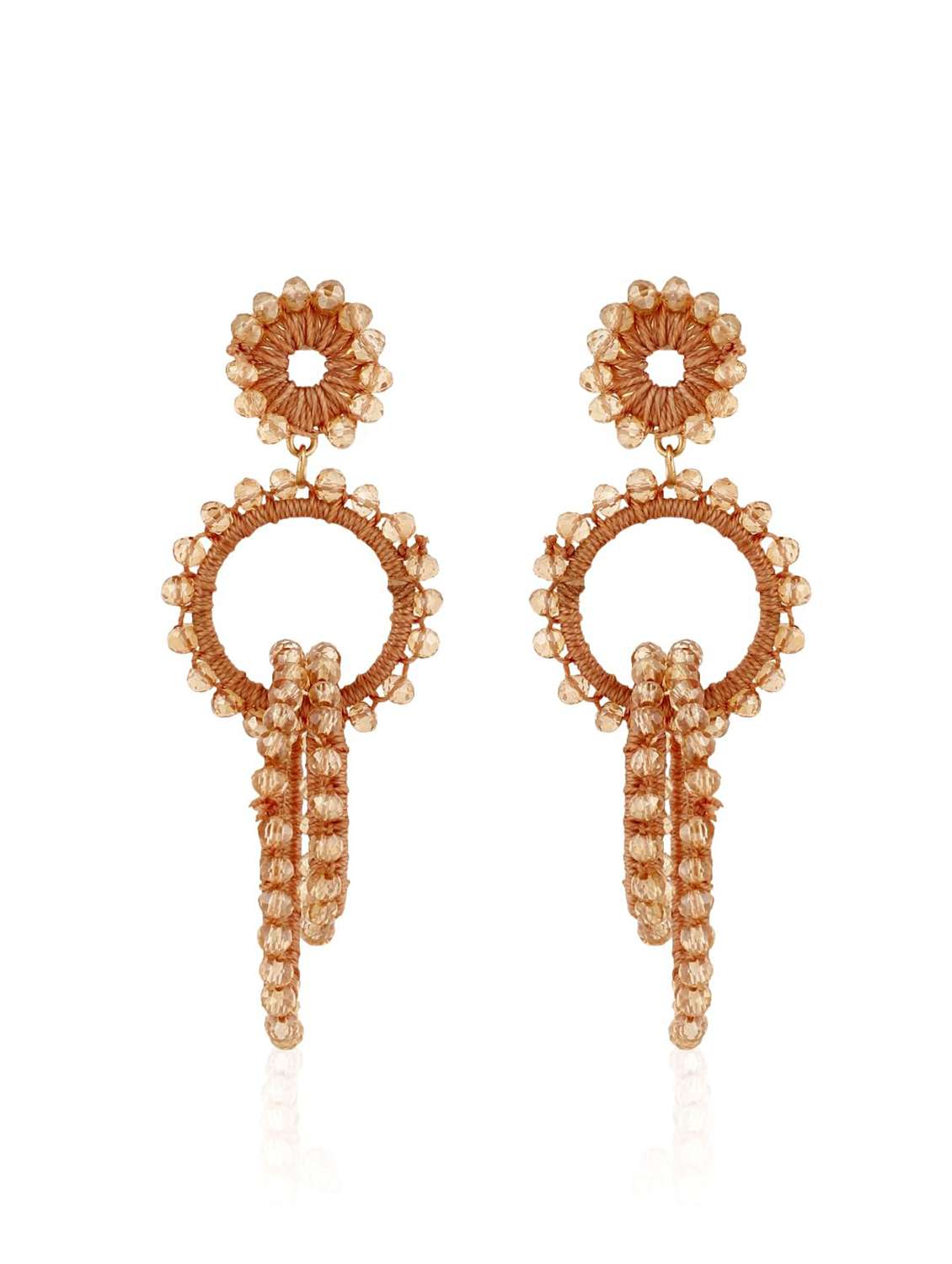 thread & crystal beaded drop earring - 22498094 -  Standard Image - 1
