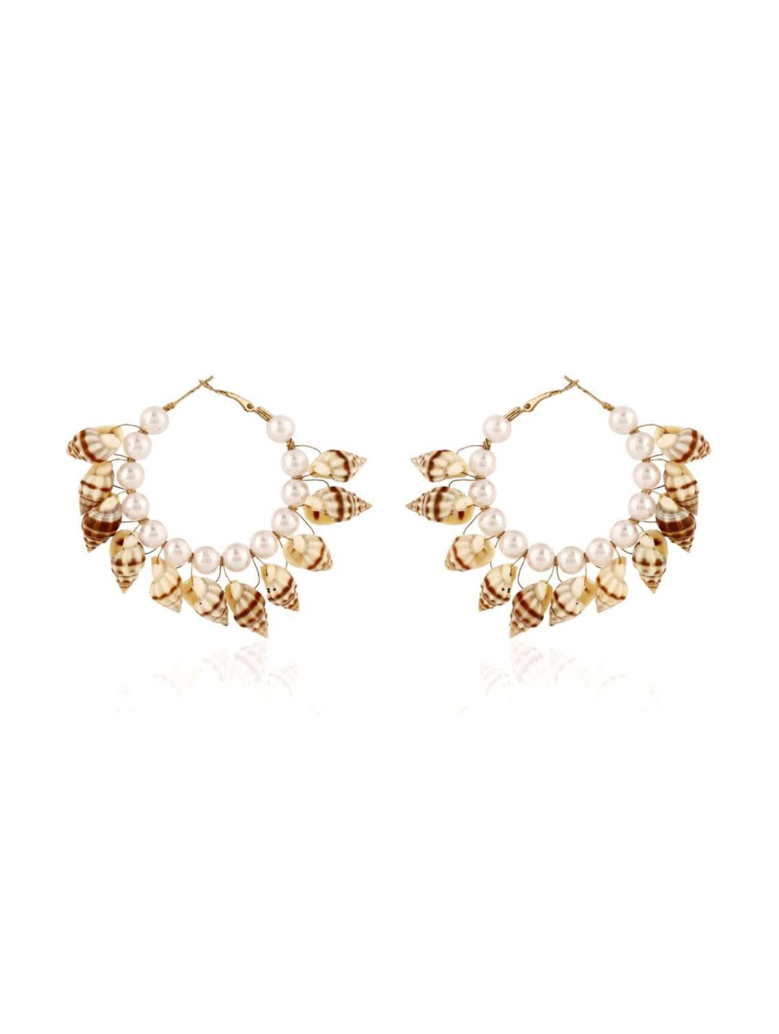 shell & pearl beaded hoop earring - 22498095 -  Standard Image - 1