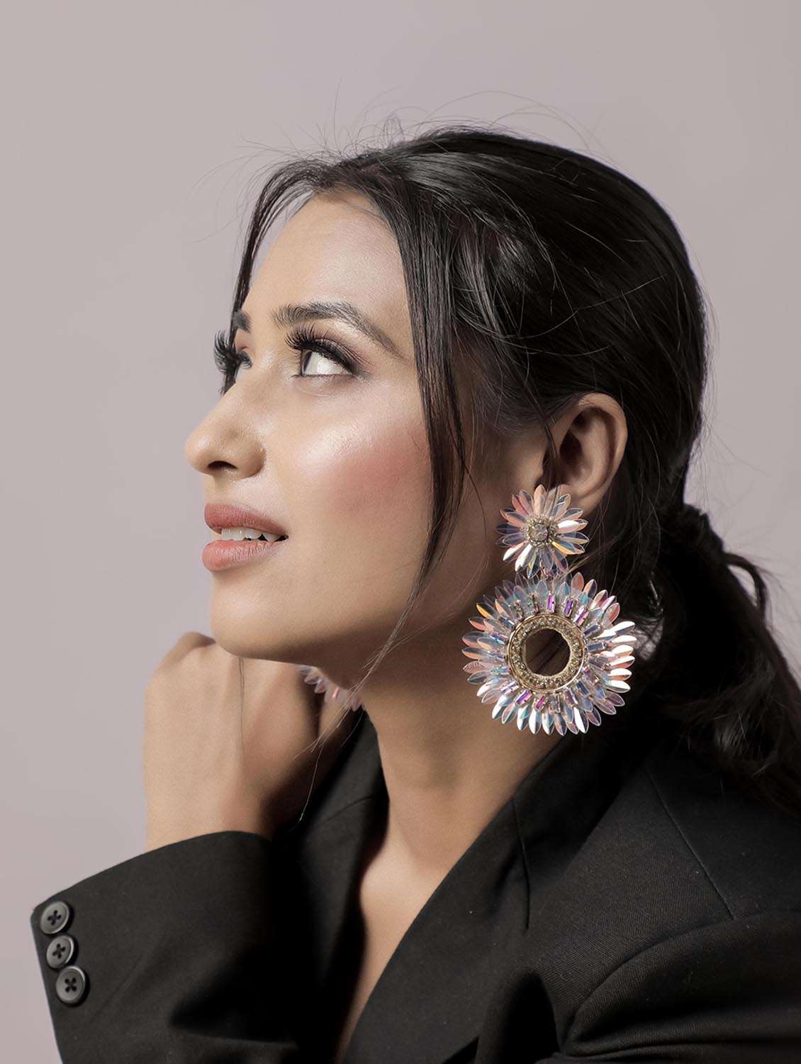 crystal stone floral statement earring - 22498098 -  Standard Image - 4