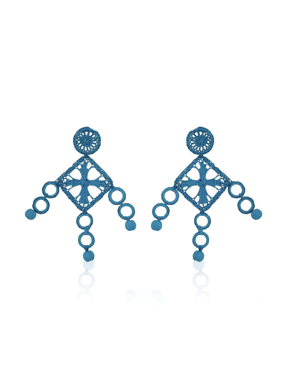 turquoise raffia statement earring - 22498102 -  Standard Image - 1