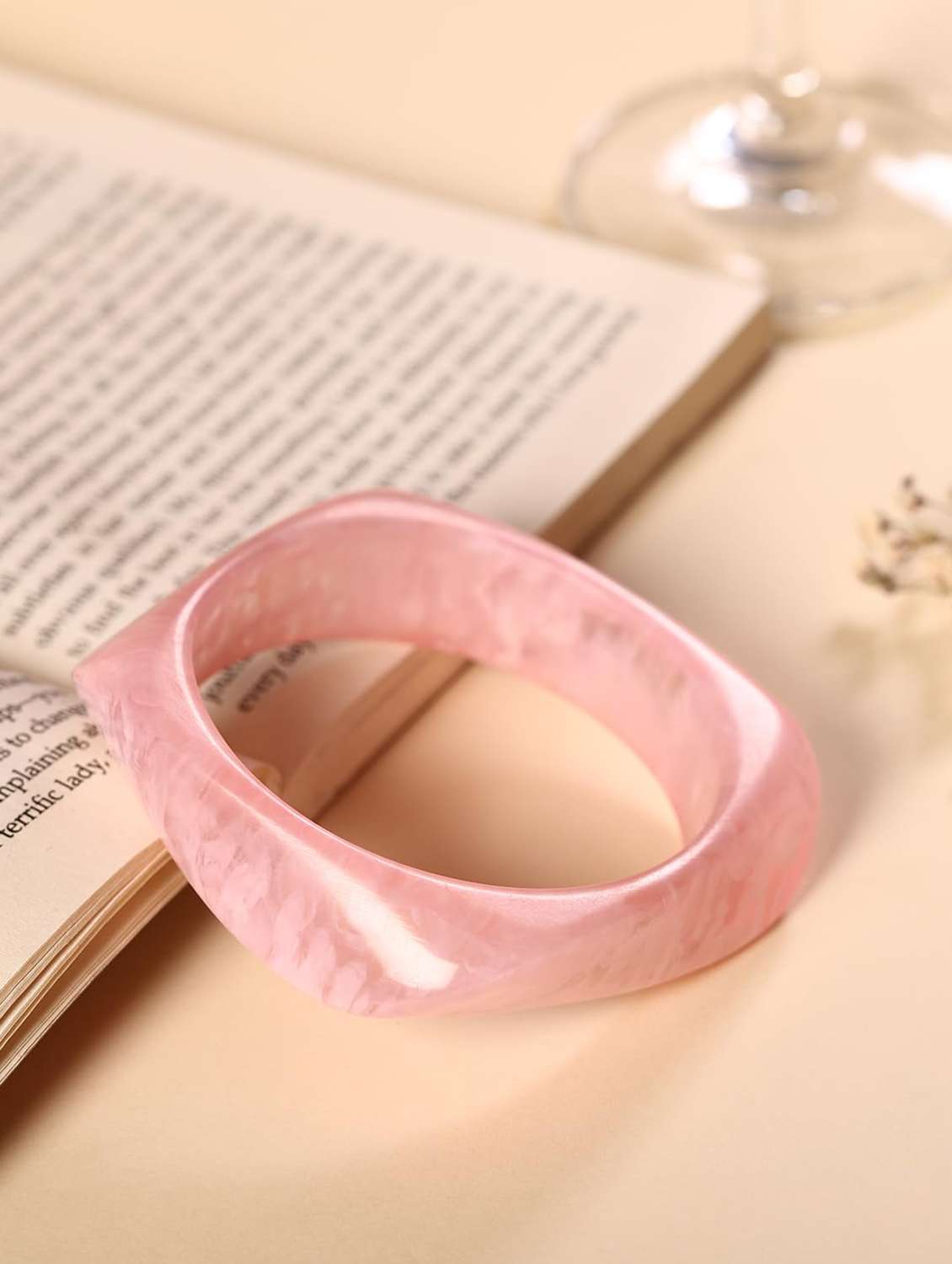 pink marble resin bangle for women