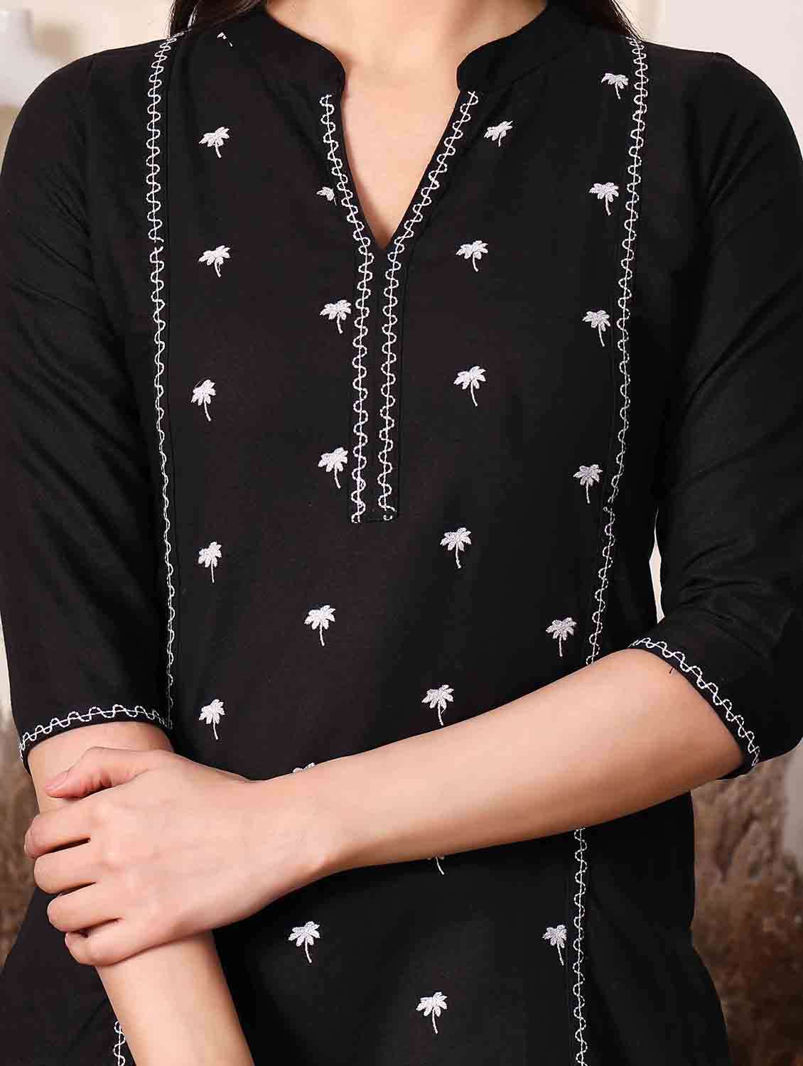 black cotton aline kurti - 22498133 -  Standard Image - 1