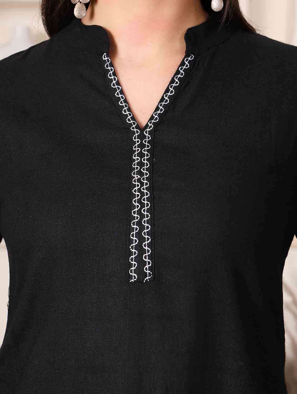 women solid three quarter sleeve straight kurti - 22498144 -  Standard Image - 1