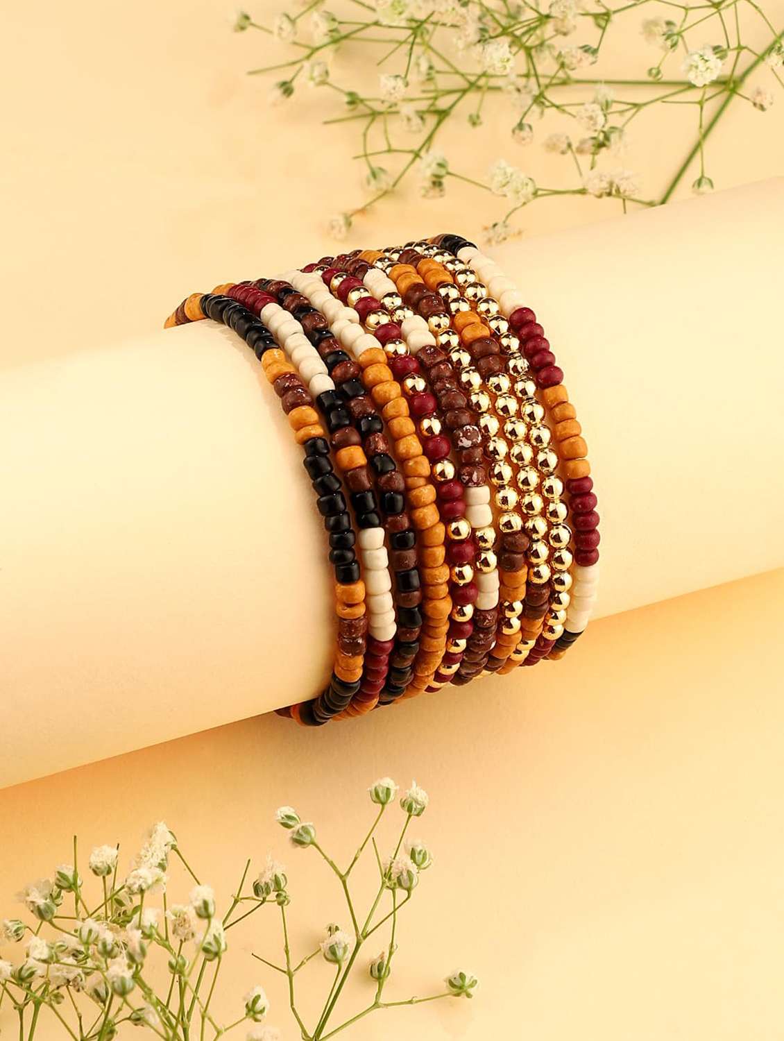 multicolor beaded stretch bracelet