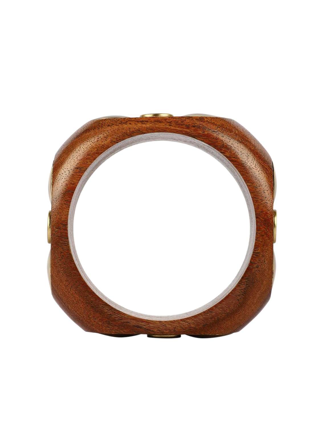 brown wood bracelet with gold stud embellishments - 22498173 -  Standard Image - 4