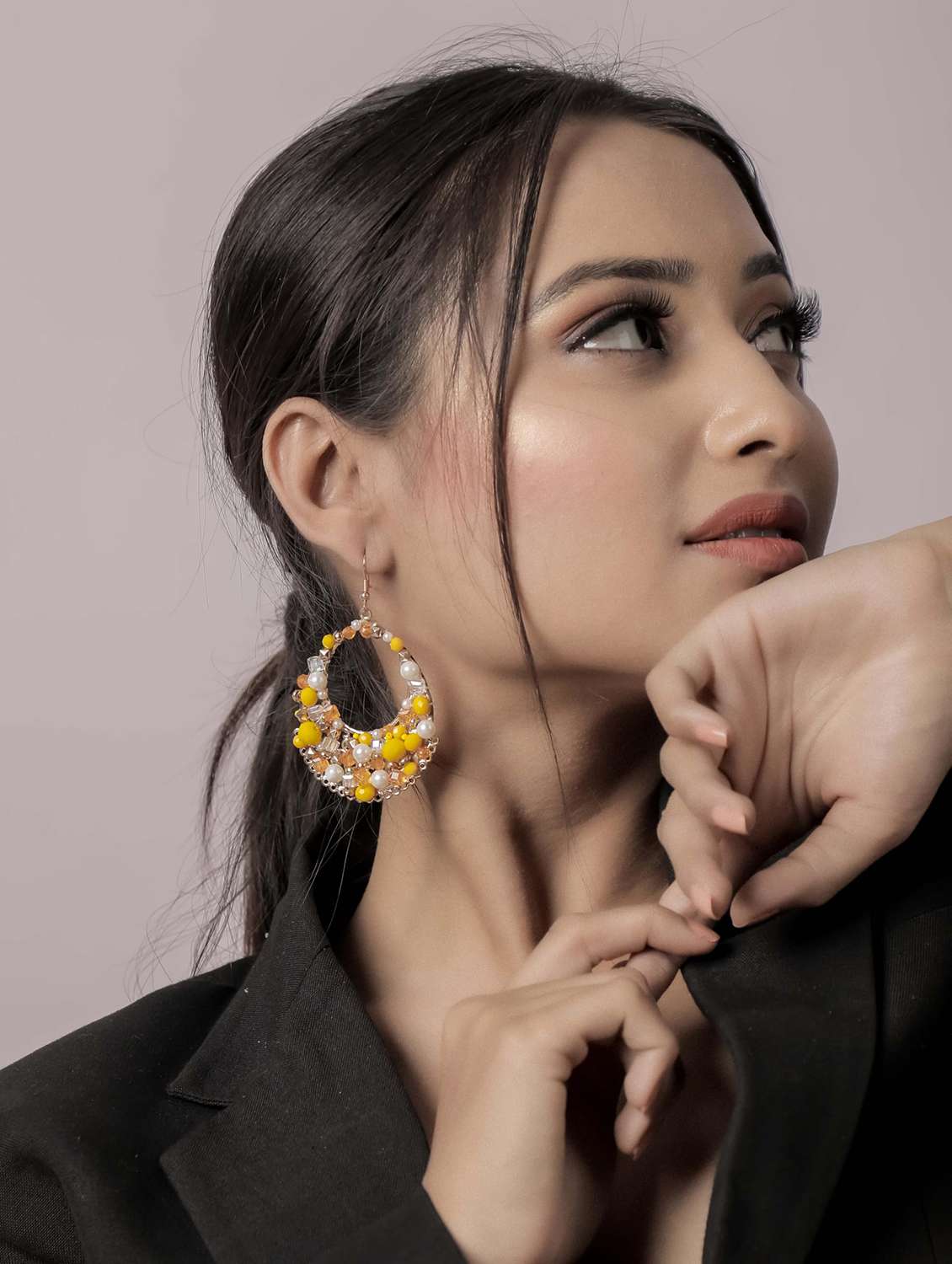 elegant circular dangle earrings with gold tone finish - 22498183 -  Standard Image - 1