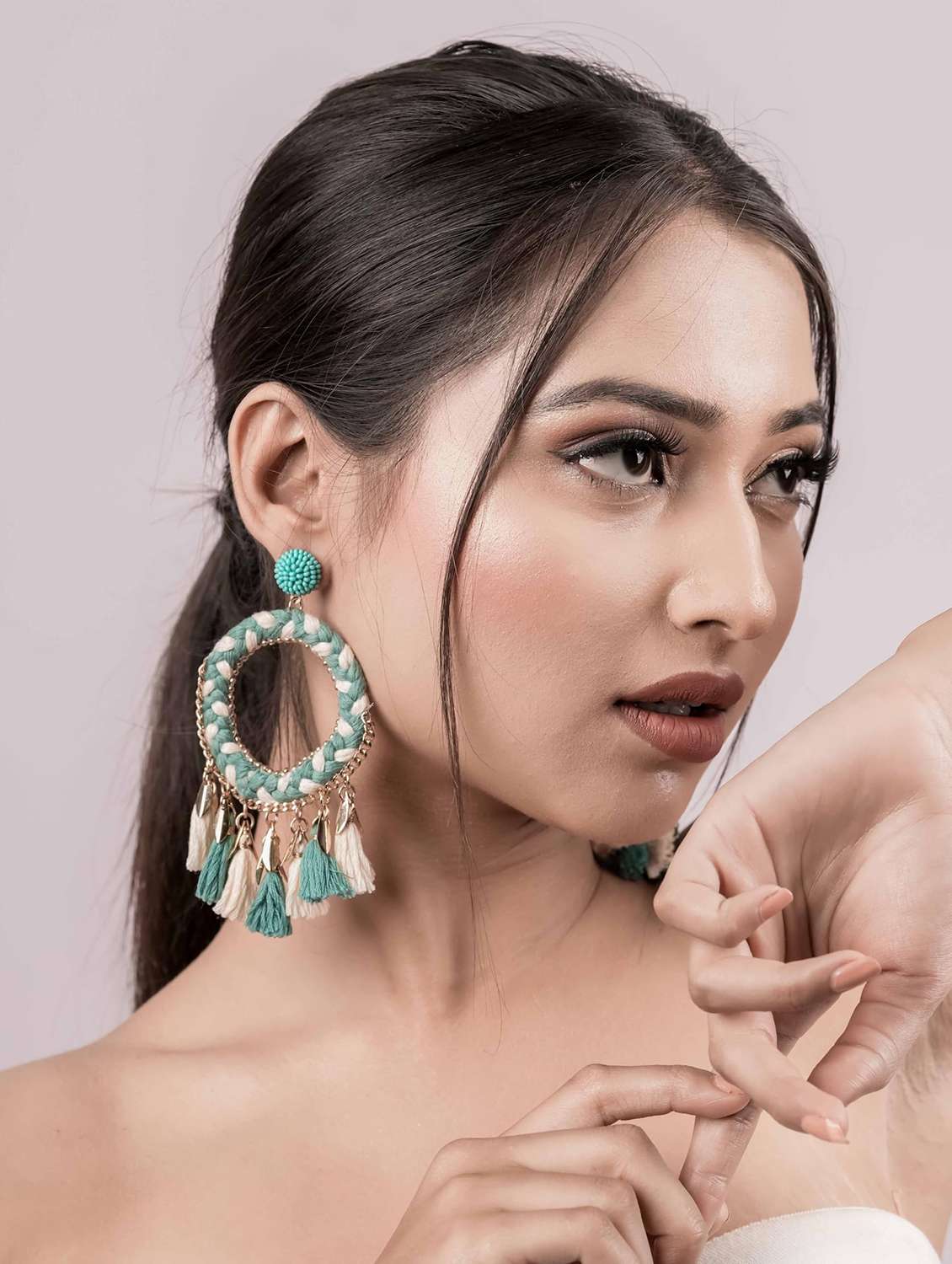 Earrings With Leaf Cut Metal Beads - 22498185 -  Standard Image - 1