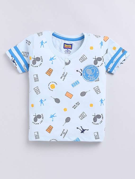 boys printed round neck t-shirt and shorts set - 22498335 -  Standard Image - 1