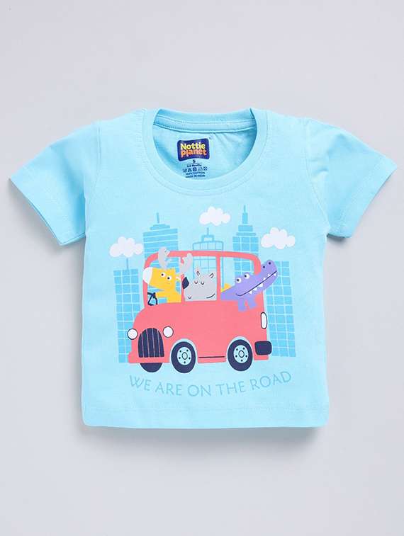 boys printed round neck t-shirt and shorts set - 22498345 -  Standard Image - 1
