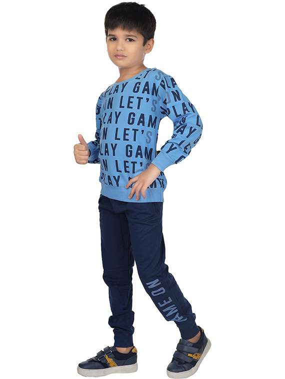 boys typographic printed round neck full length set - 22498348 -  Standard Image - 1