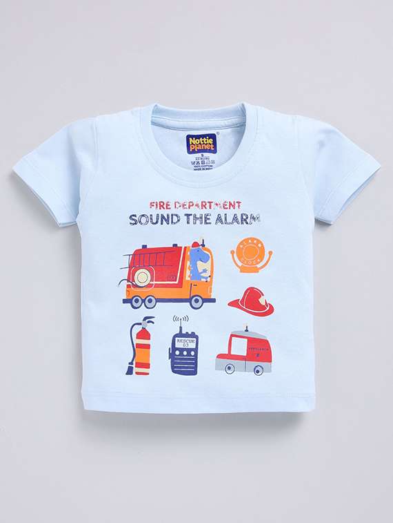 boys printed round neck t-shirt and shorts set - 22498360 -  Standard Image - 1