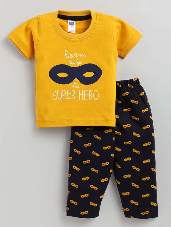boys printed t-shirt and pyjama nightwear set