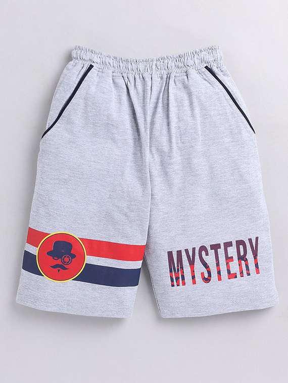 boys printed elastic waist regular fit shorts