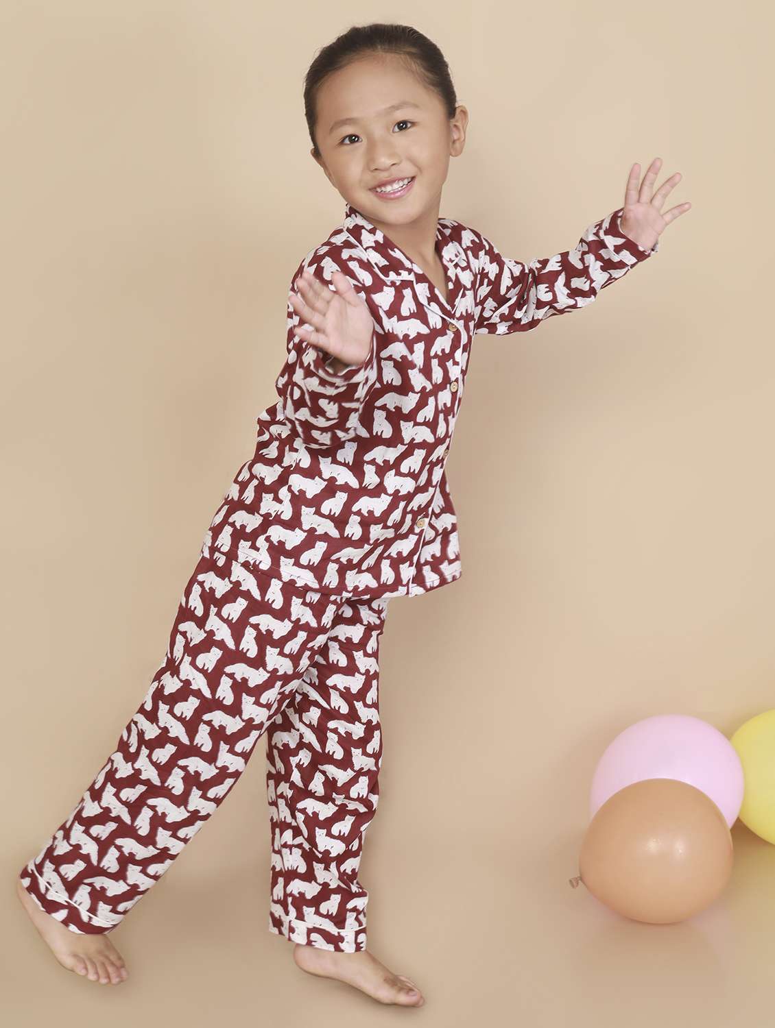 girls printed long sleeve nightwear set - 22498526 -  Standard Image - 1