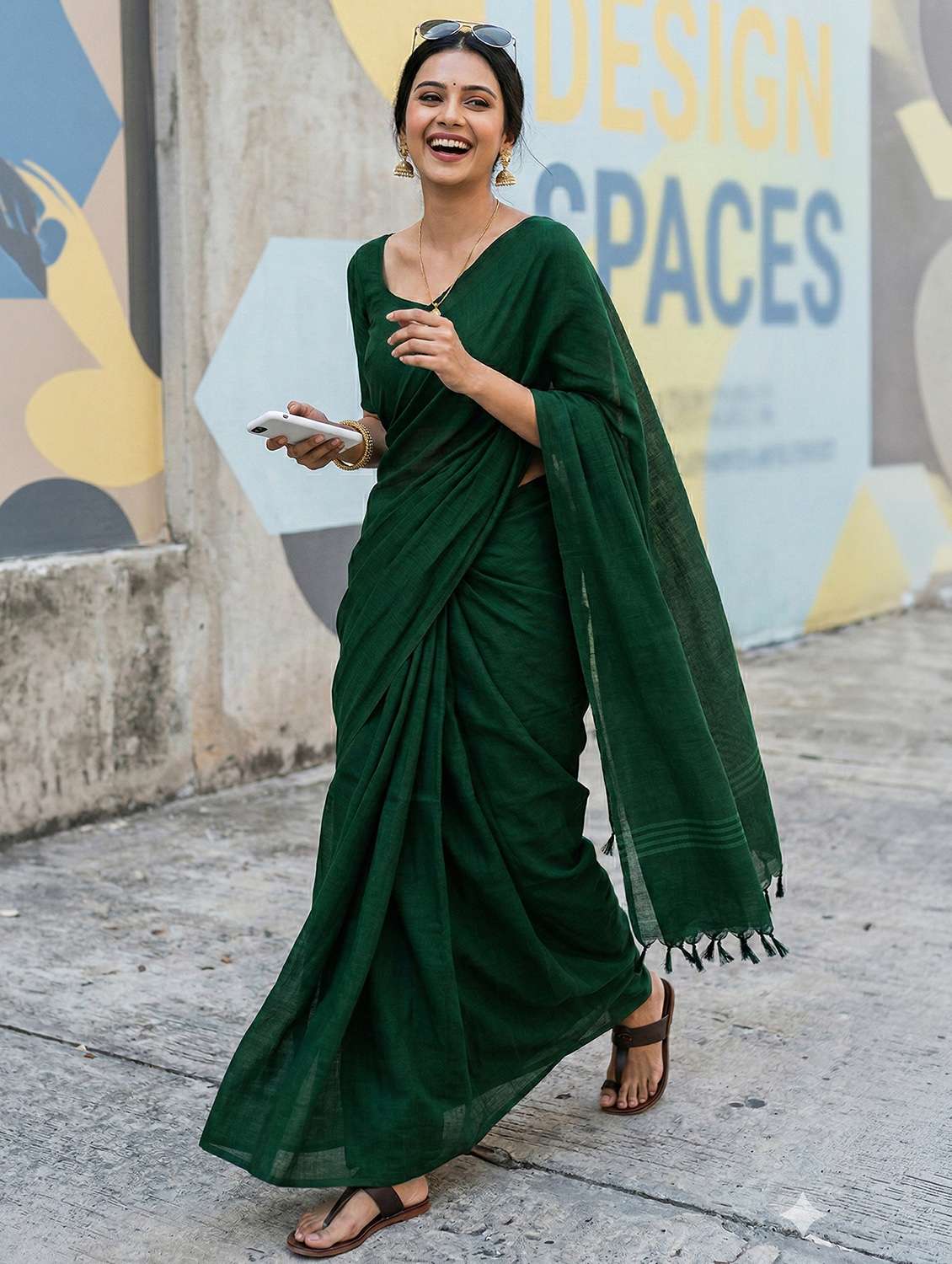women solid handloom saree with blouse