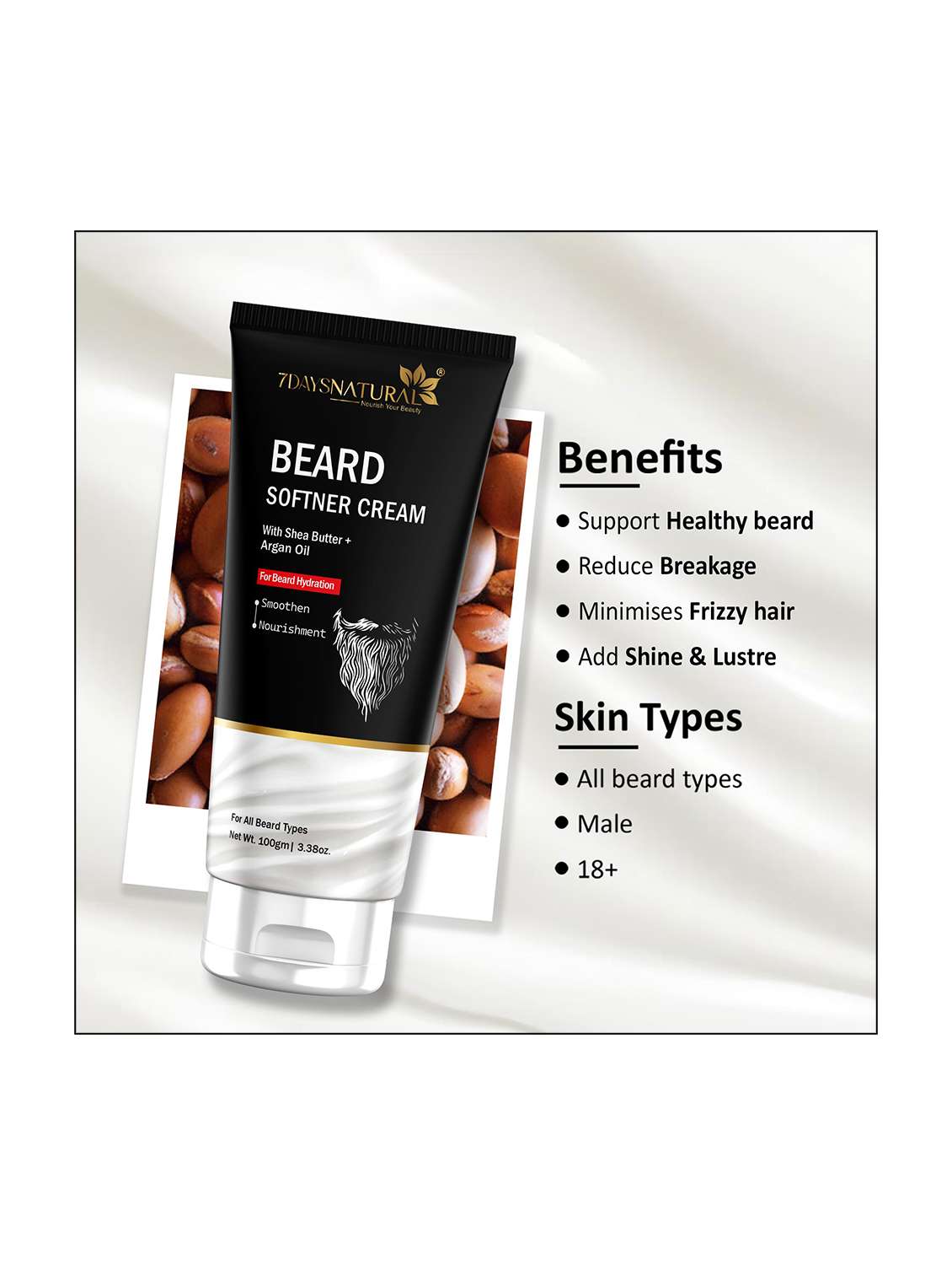 7daysnatural beard softener cream with shea butter & argan oil - 22498613 -  Standard Image - 1