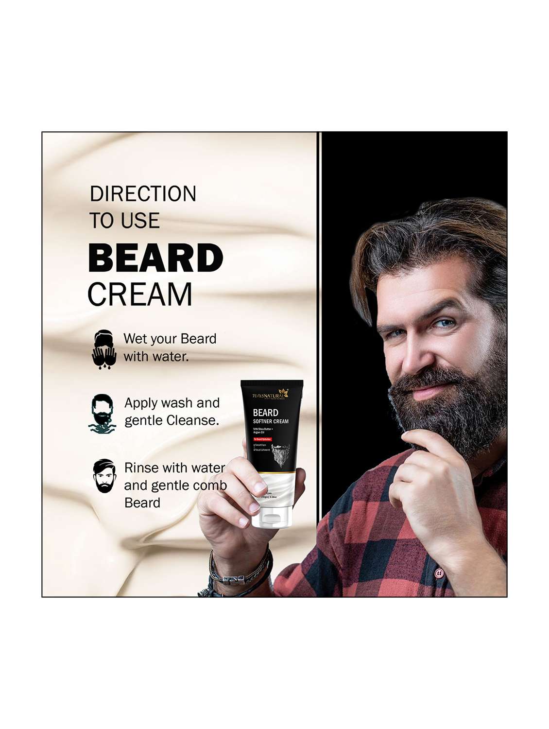 7daysnatural beard softener cream with shea butter & argan oil - 22498613 -  Standard Image - 4