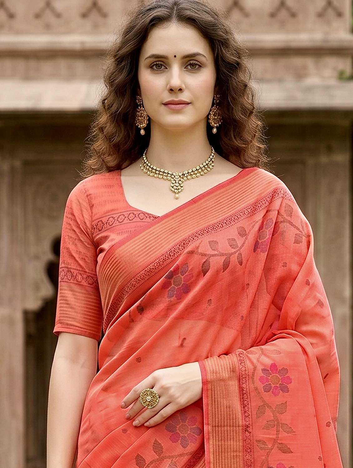 Women Printed Casual Wear Saree With Blouse - 22498628 -  Standard Image - 1