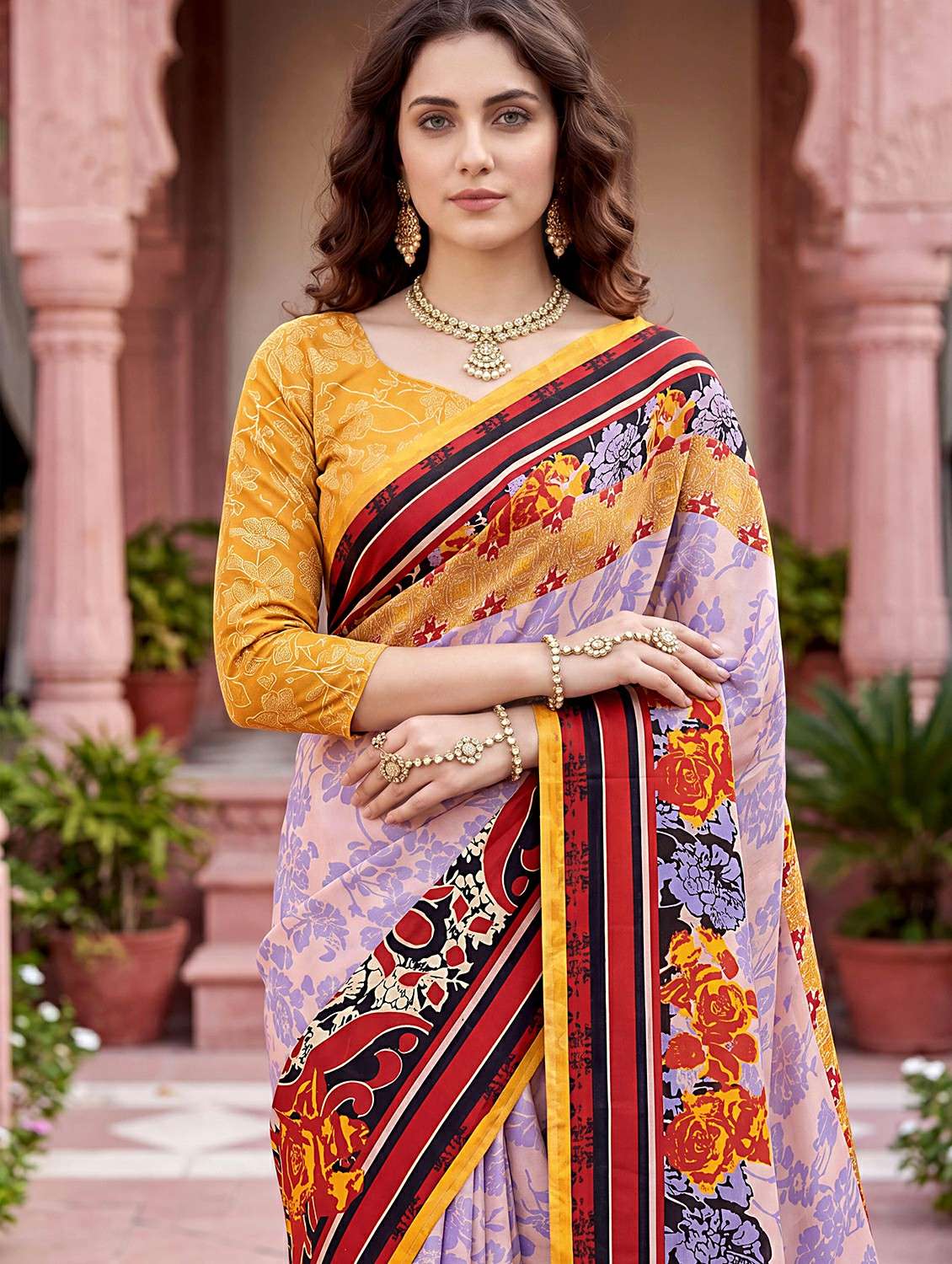 women printed casual wear saree with blouse - 22498637 -  Standard Image - 1