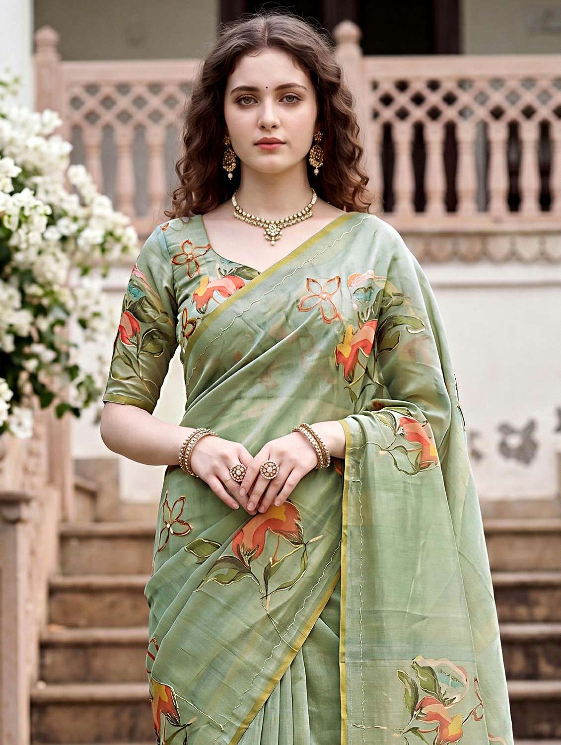 Women Floral Printed Saree With Blouse - 22498647 -  Standard Image - 1