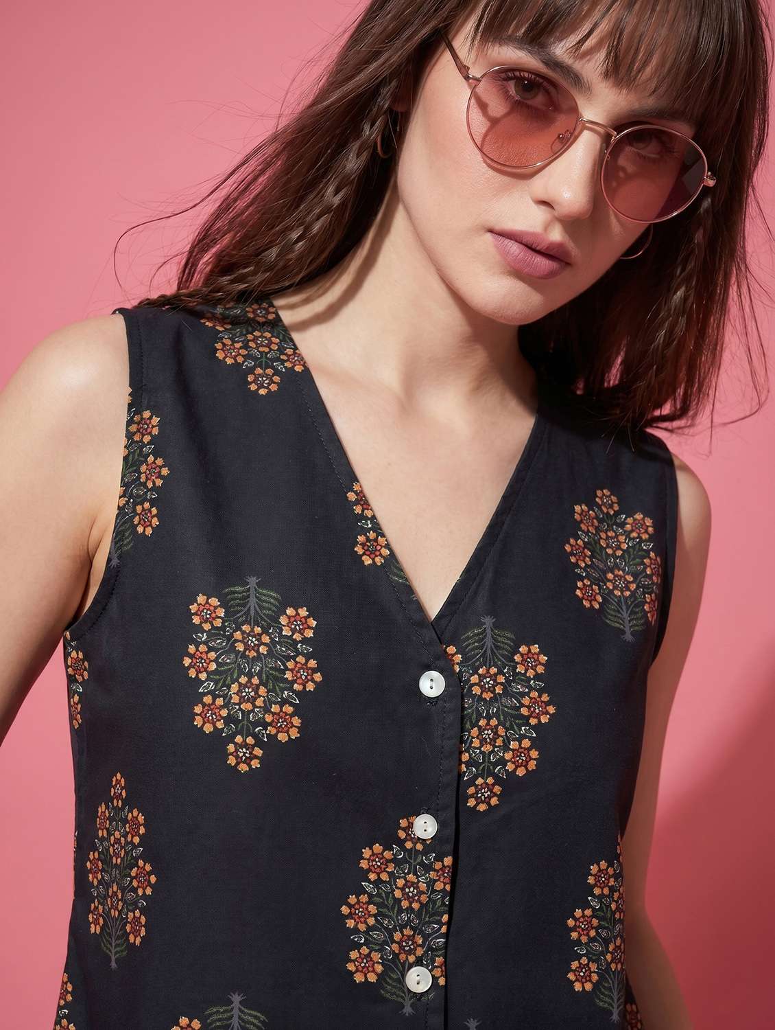 women floral sleeveless regular fit vest top - 22498660 -  Standard Image - 1