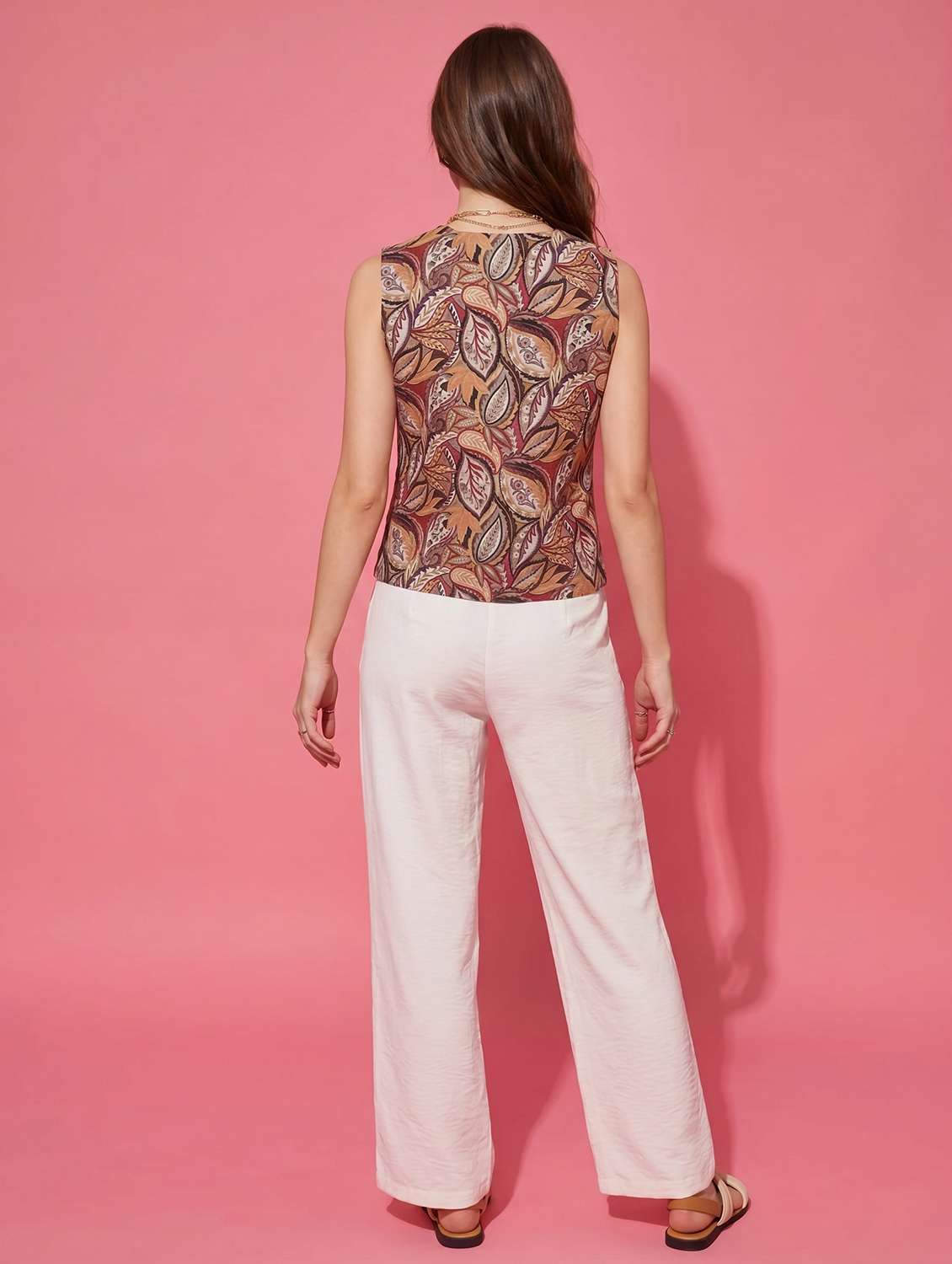 women printed sleeveless regular fit vest top - 22498661 -  Standard Image - 4