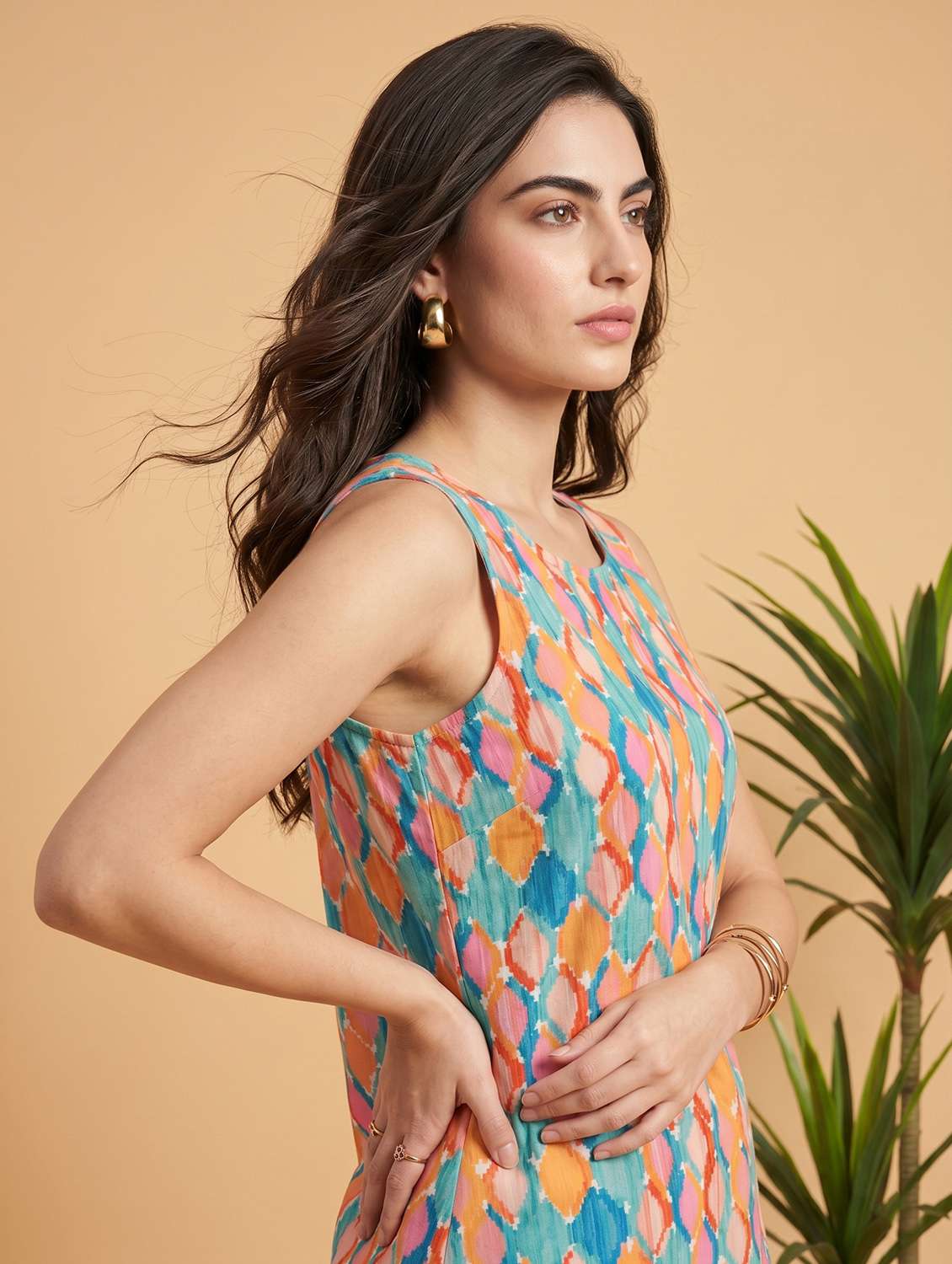 women ikat printed sleeveless ethnic top - 22498671 -  Standard Image - 4