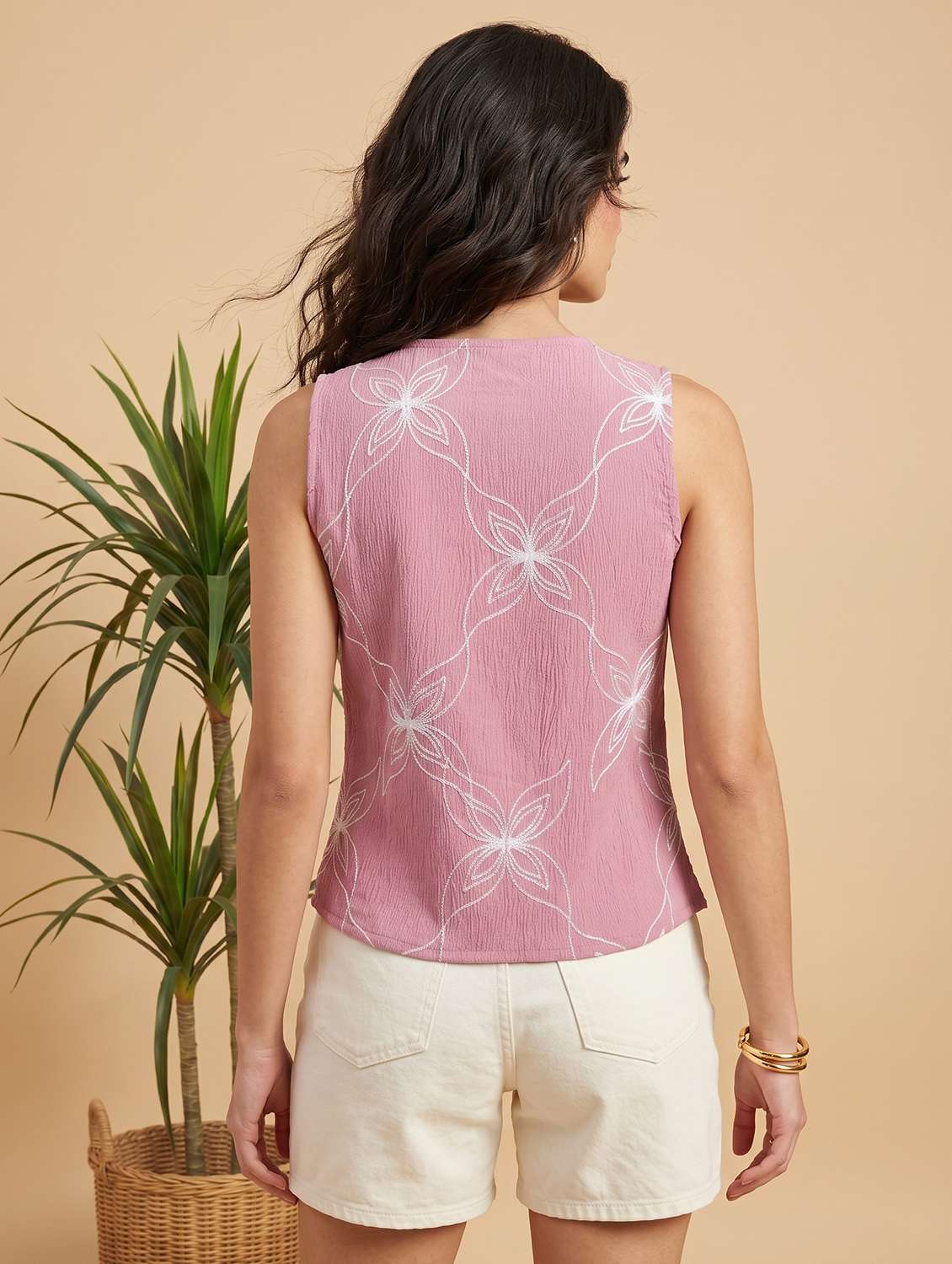 women embroidered sleeveless vest top - 22498676 -  Standard Image - 4
