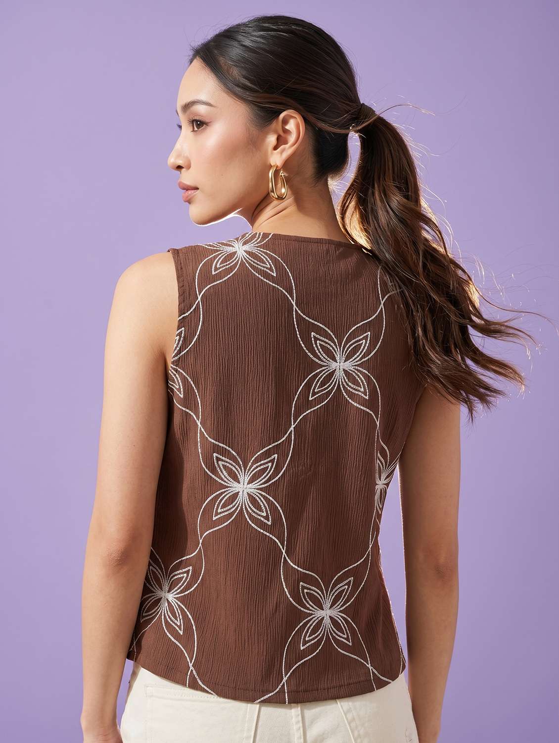 women embroidered round neck sleeveless vest top - 22498678 -  Standard Image - 4