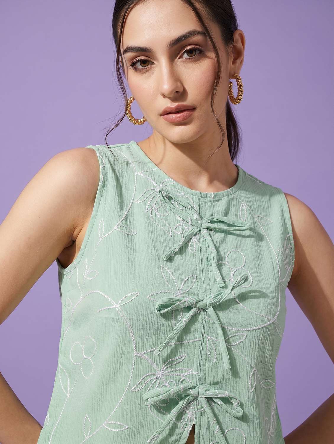 women embroidered sleeveless vest top - 22498679 -  Standard Image - 1