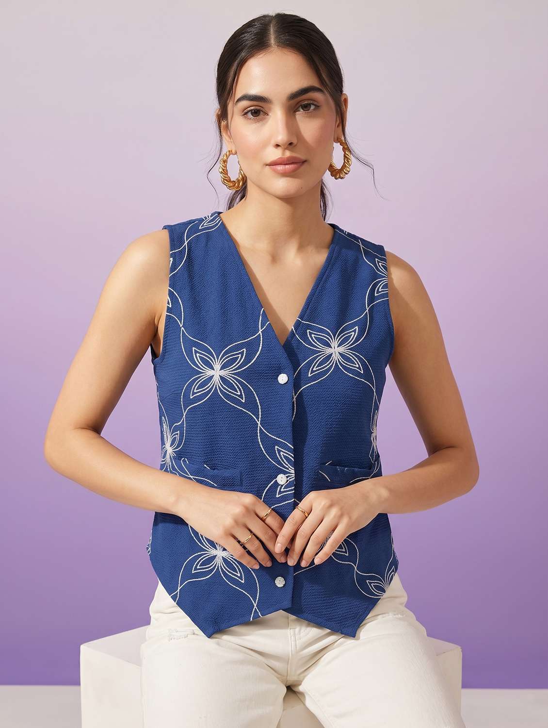 women solid with work sleeveless regular fit vest top