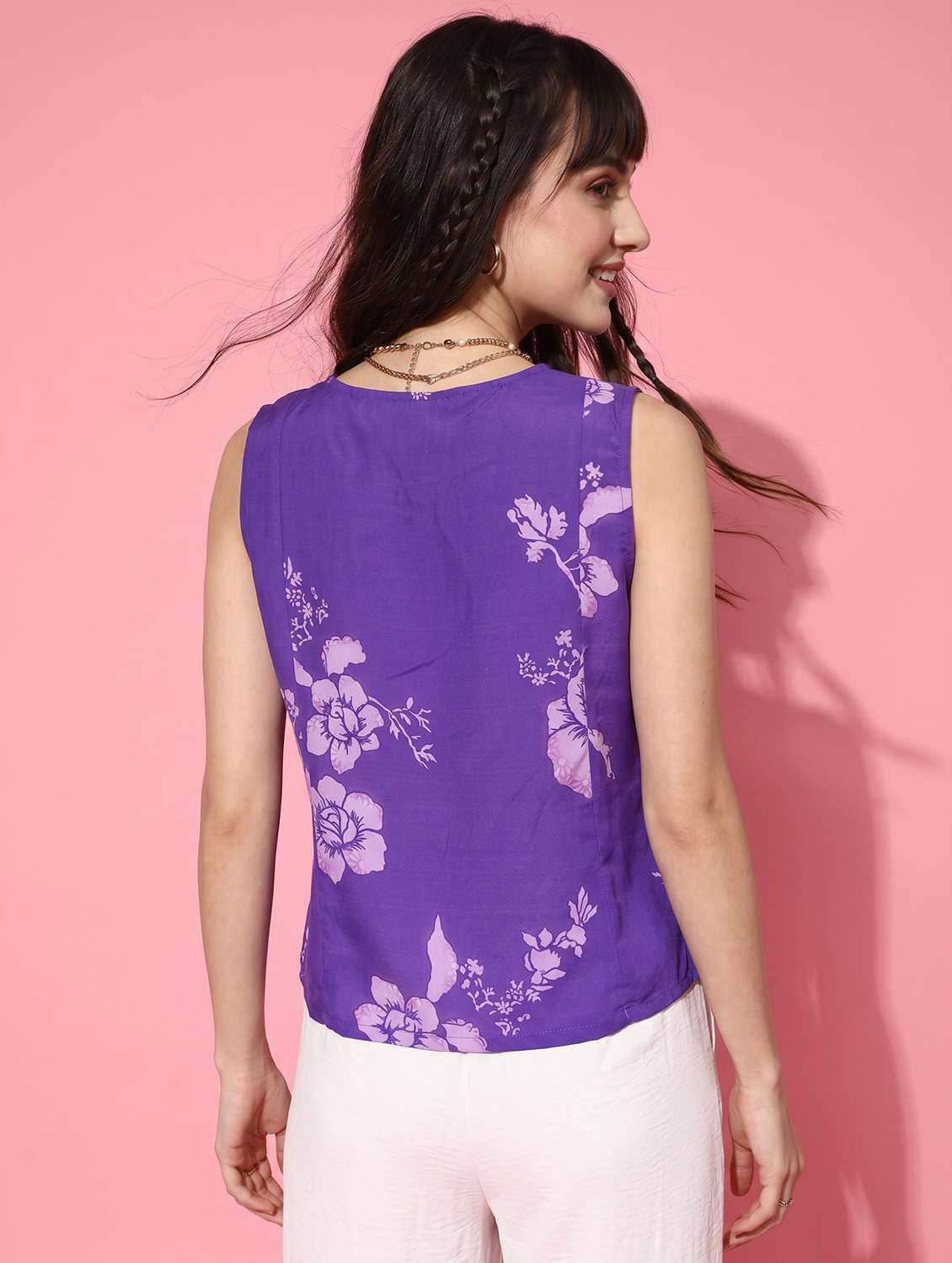 women floral printed sleeveless vest top - 22498689 -  Standard Image - 4