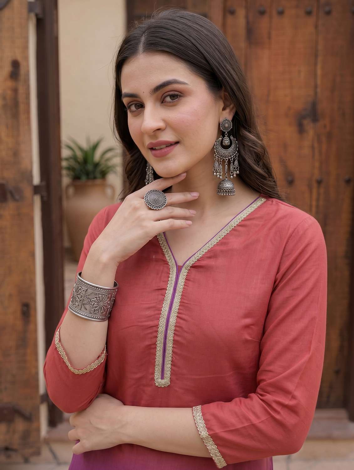 women ombre three quarter sleeve kurta pant set - 22498721 -  Standard Image - 1