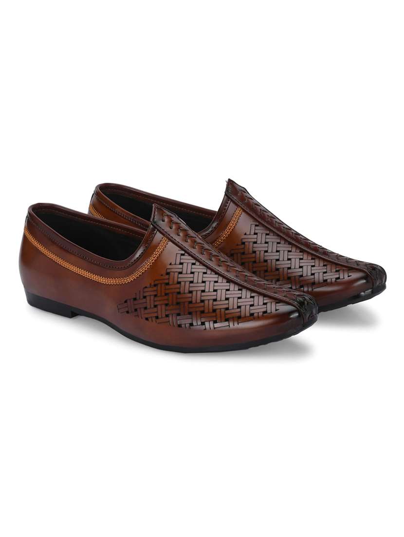 men brown slip on mojari - 22498890 -  Standard Image - 1