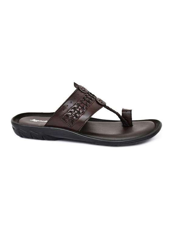 men textured one toe kolhapuri sandal - 22498932 -  Standard Image - 1