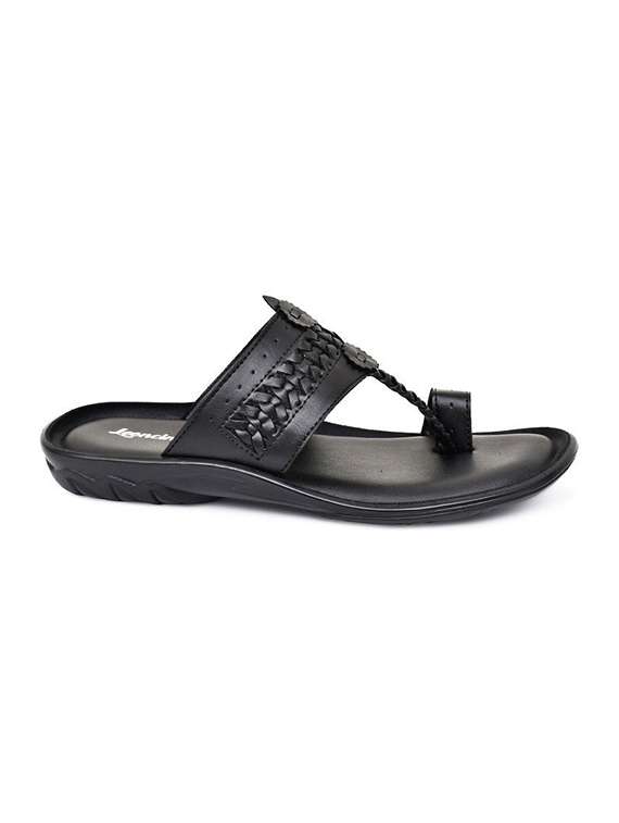 men textured one toe kolhapuri sandal - 22498940 -  Standard Image - 1