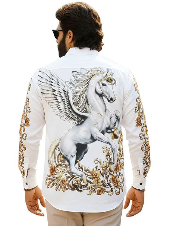 men printed long sleeve regular fit casual shirt - 22498948 -  Standard Image - 1