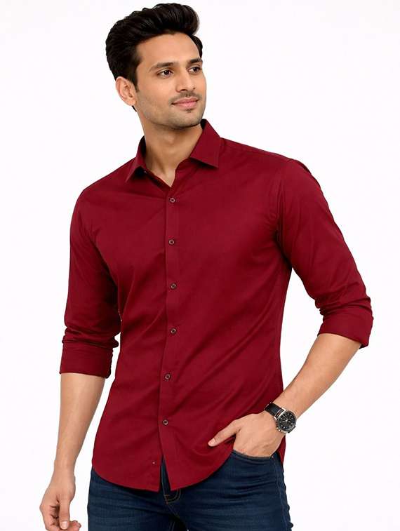 men solid long sleeve regular fit casual shirt