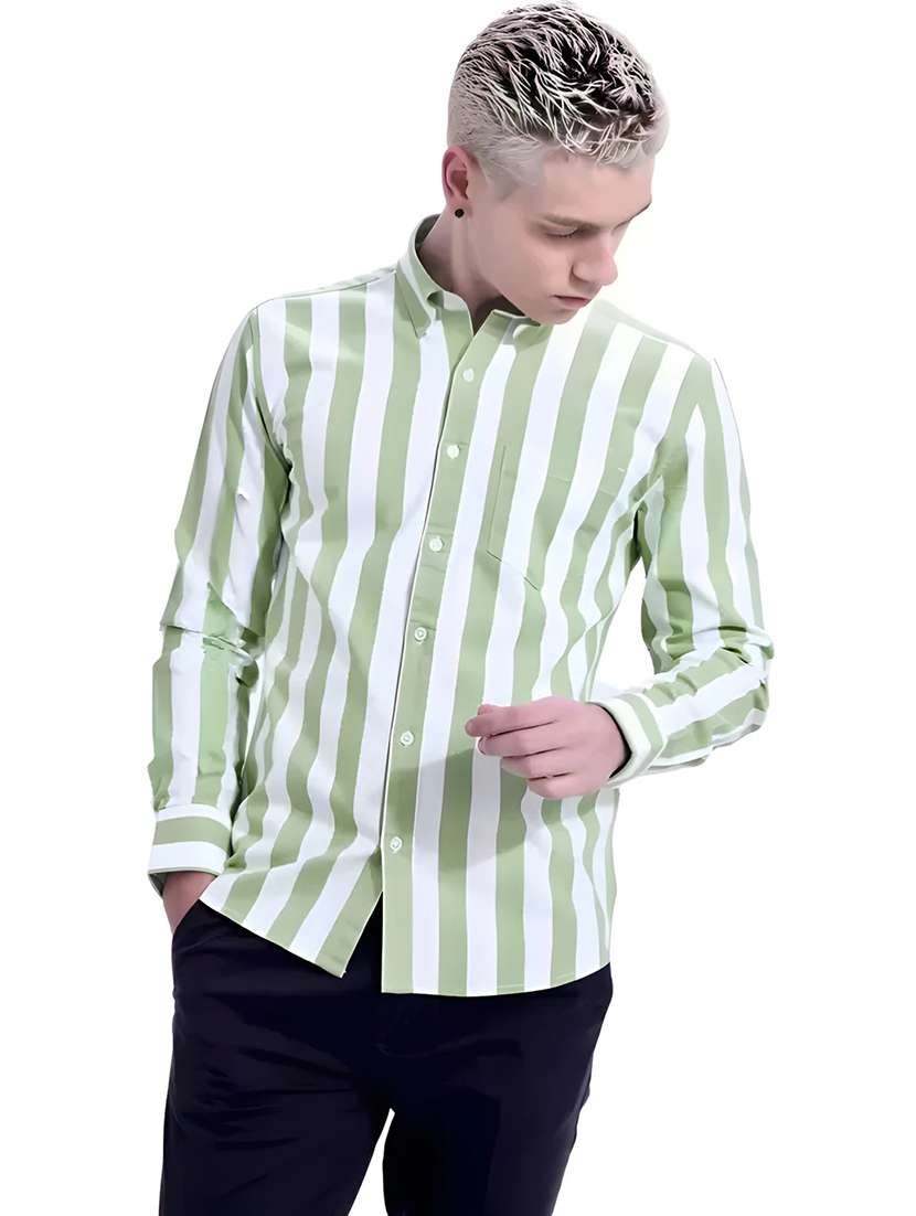 men striped long sleeve regular fit casual shirt - 22499015 -  Standard Image - 1