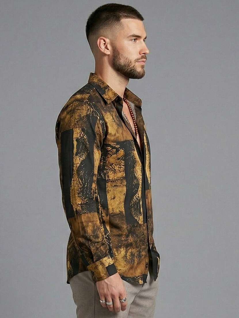men printed long sleeve regular fit casual shirt - 22499065 -  Standard Image - 1