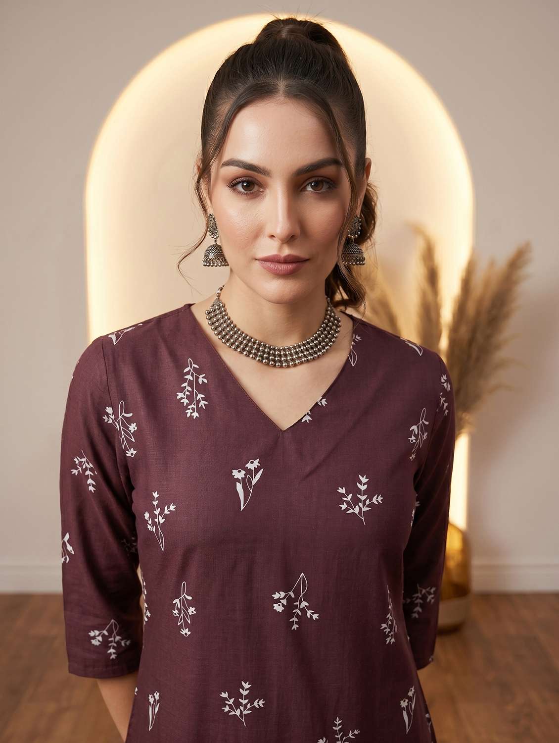 women printed three quarter sleeve straight kurta - 22499089 -  Standard Image - 1