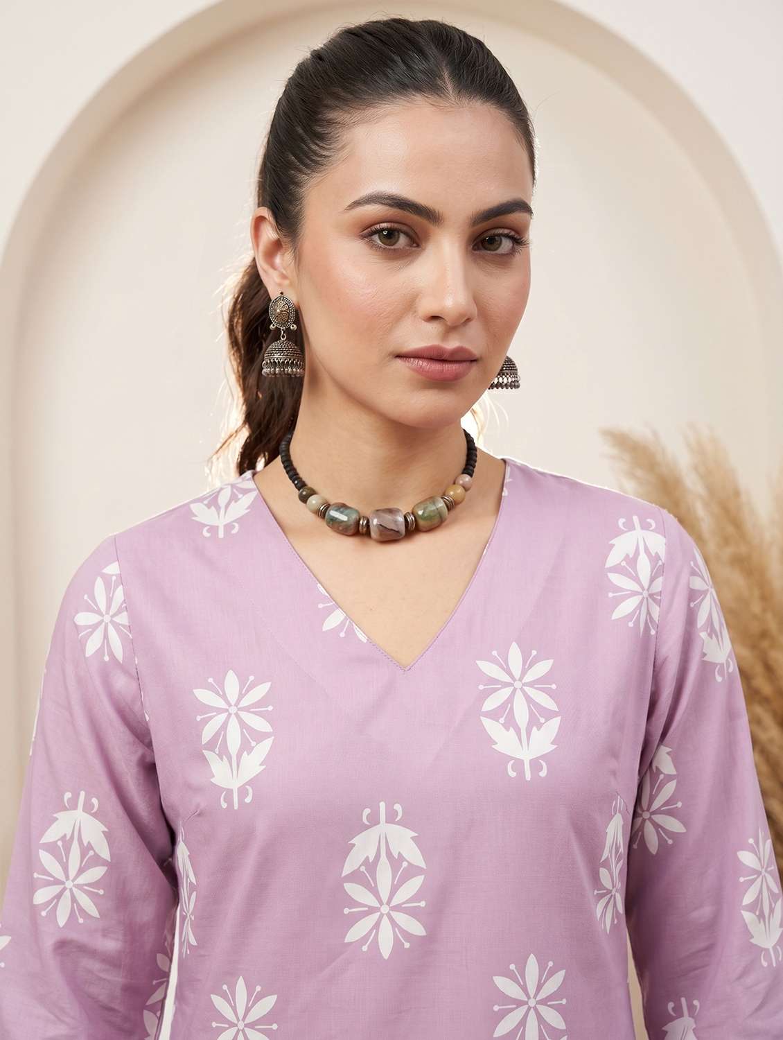 women printed three quarter sleeve straight kurta - 22499090 -  Standard Image - 1