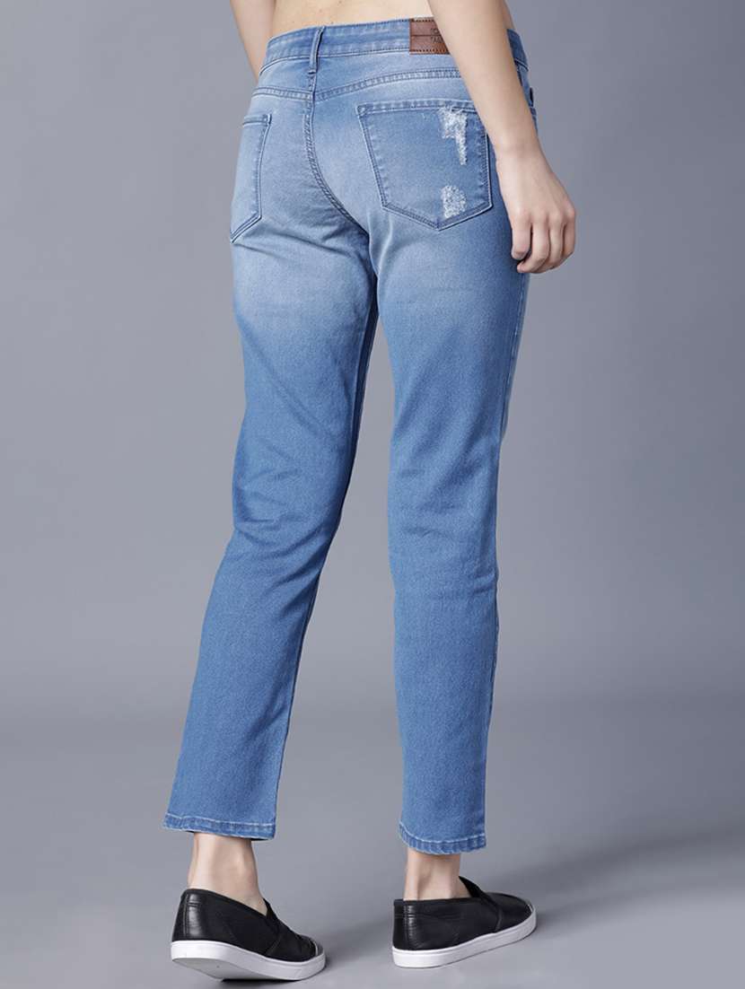 women distress mid rise slim fit jeans - 22499112 -  Standard Image - 4