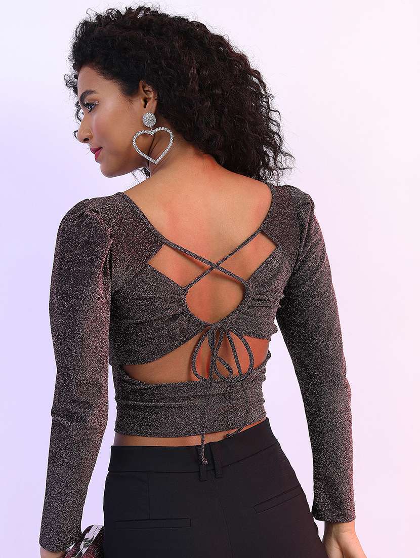women self design round neck crop top - 22499135 -  Standard Image - 4