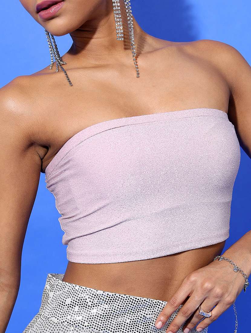 women self design crop tube top - 22499136 -  Standard Image - 1
