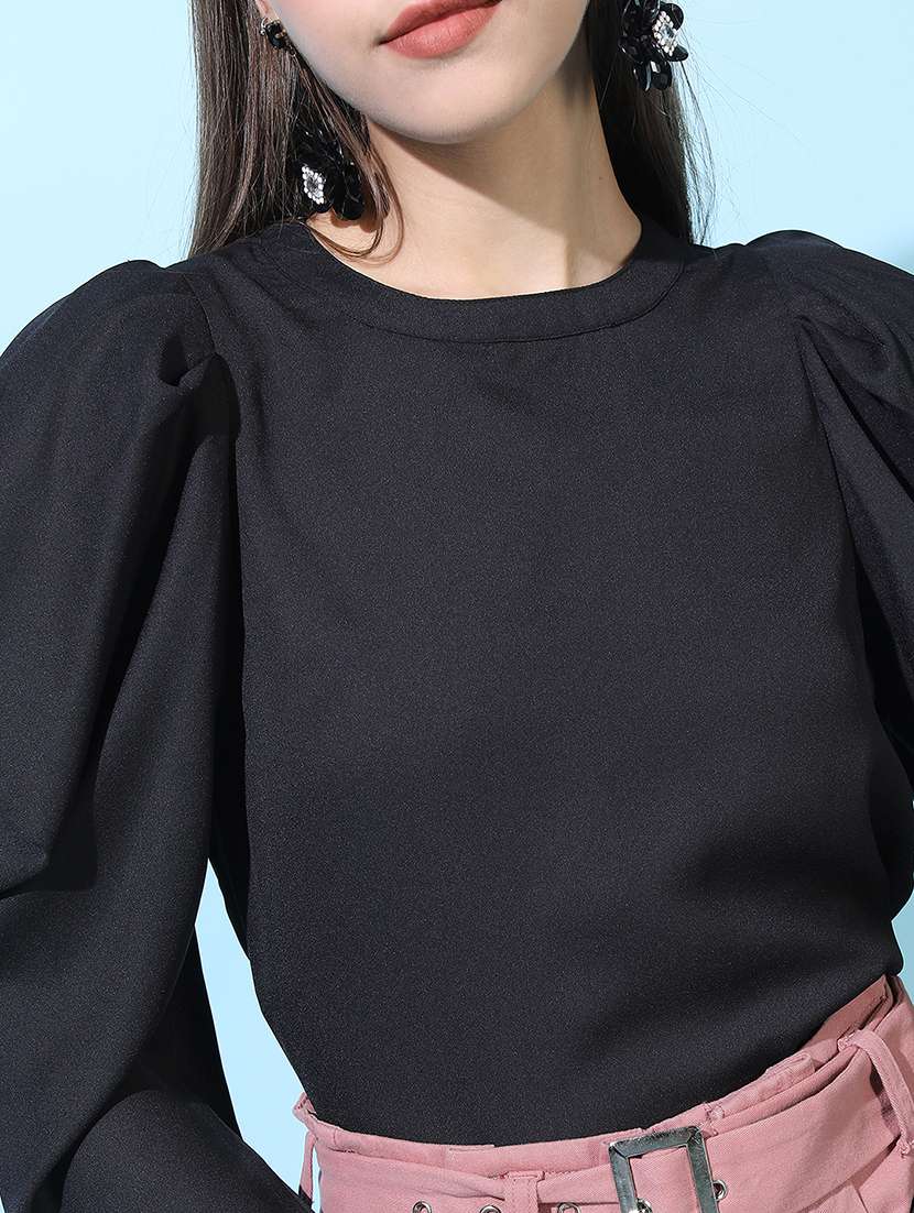 women solid round neck regular top - 22499140 -  Standard Image - 1